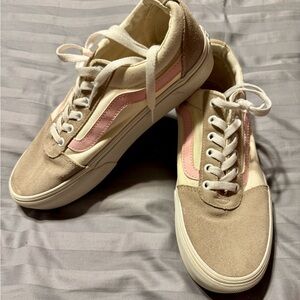 Vans Women's Beige and Pink Sneakers